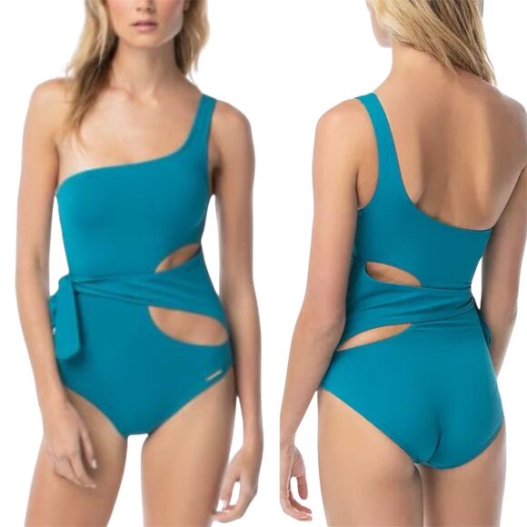 Women's Vince Camuto 1 Shoulder 1 piece w/ cutout and soft wrap waist, size 12 - Picture 1 of 12